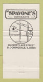 Matchbook Cover - Spavone's Ristorante Bloomingdale IL 30 Strike