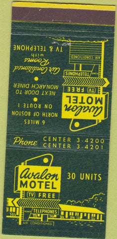 Matchbook Cover - Avalon Motel Boston MA 30 Strike