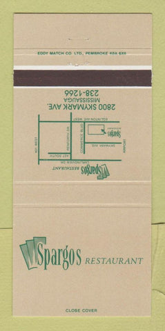 Matchbook Cover - Spagos Restaurant Mississauga ON 30 Strike