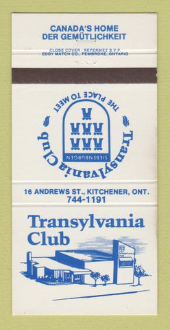 Matchbook Cover - Transylvania Club Kitchener ON 30 Strike