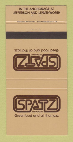 Matchbook Cover - Spatz Restaurant San Francisco CA 30 Strike