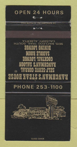 Matchbook Cover - Ranchman's Steak House Calgary AB 30 Strike