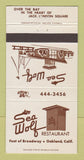 Matchbook Cover - Sea Wolf Restaurant Oakland CA Jack London Square 30 Strike