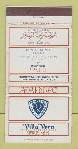 Matchbook Cover - Villa Vera Hotel Acapulco Mexico 30 Strike