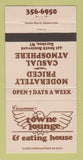 Matchbook Cover - Crossman's Towne Lounge Baraboo WI 30 Strike