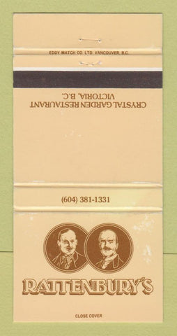 Matchbook Cover - Rattenbury's Crystal Garden Victoria BC WEAR 30 Strike