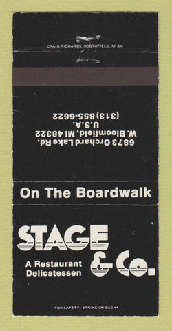 Matchbook Cover - Stage Restaurant Deli West Bloomfield MI 30 Strike