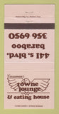 Matchbook Cover - Towne Lounge Restaurant Baraboo WI WEAR 30 Strike