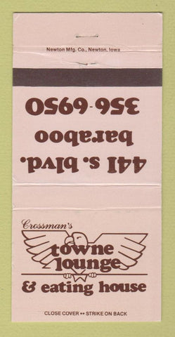 Matchbook Cover - Towne Lounge Restaurant Baraboo WI WEAR 30 Strike
