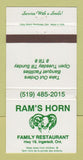 Matchbook Cover - Ram's Horn Restaurant Ingersoll ON WEAR 30 Strike