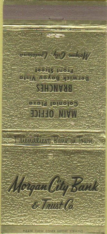 Matchbook Cover - Morgan City Bank  and  Trust LA 30 Strike