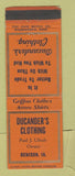 Matchbook Cover - Ducander's Clothes Denison IA