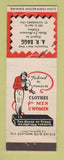 Matchbook Cover - House of Stone Clothes AR Bagg St Catharines ON