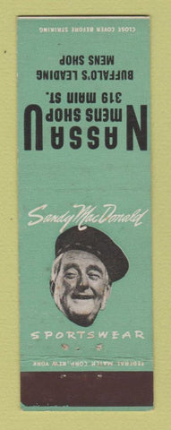 Matchbook Cover - Nassau Men's Shop Clothes Buffalo NY Sandy MacDonald