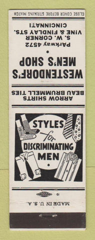 Matchbook Cover - Westendorf's Men's Clothes Cincinnati OH