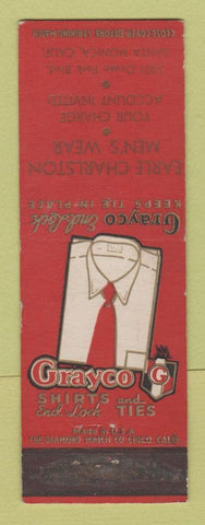 Matchbook Cover - Grayco Men's Clothes Earle Charleston Santa Monica CA