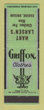 Matchbook Cover - Griffon Men's Clothes Hart Larsen's Eugene OR