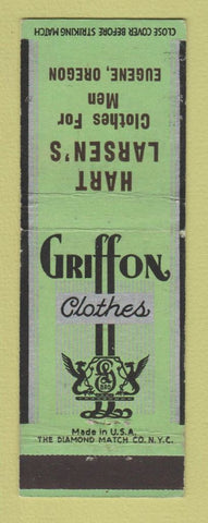 Matchbook Cover - Griffon Men's Clothes Hart Larsen's Eugene OR