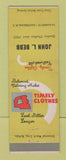 Matchbook Cover - Timely Men's Clothes John Bebb Amsterdam NY WEAR