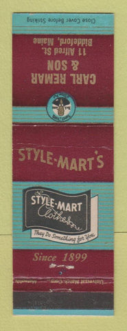 Matchbook Cover - Style Mart Men's Clothes Carl Remar Son Biddeford ME