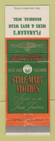 Matchbook Cover - Style Mart Men's Clothes Flanagan's Brodhead WI