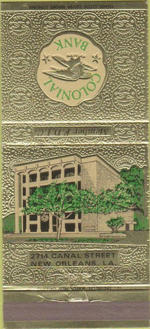 Matchbook Cover - Colonial Bank New Orleans LA 30 Strike