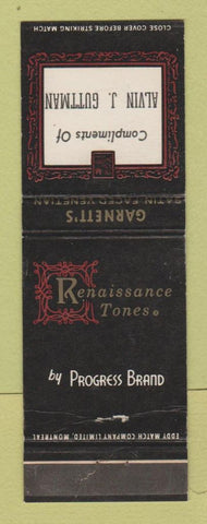 Matchbook Cover - Garnett's Renaissance Tones Clothes? Alvin Guttman Canada