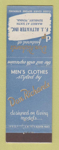 Matchbook Cover - Don Richards Men's Clothes FJ Altvater Sunbury PA
