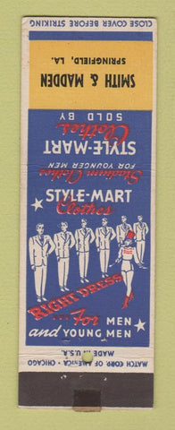 Matchbook Cover - Style Mart Men's Clothes Smith Madden Springfield LA WEAR