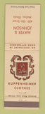 Matchbook Cover - Kuppenheimer Men's Clothes Mayer Johnson Moline IL