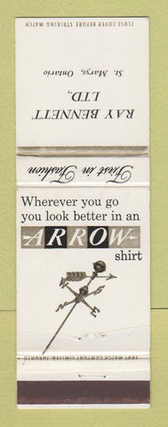 Matchbook Cover - Arrow Men's Shirts Clothes Ray Bennett St Marys ON