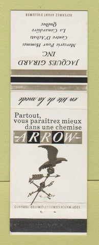 Matchbook Cover - Arrow Men's Shirts Clothes Jacques Girard La Canardiere QC