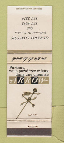 Matchbook Cover - Arrow Men's Clothes Gerard Comtois St Gabriel De Brandon QC
