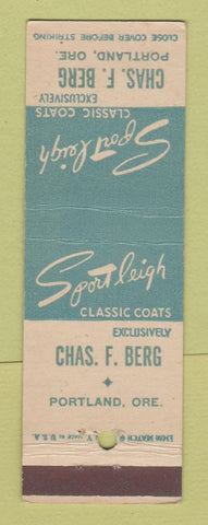 Matchbook Cover - Sport Leigh Coats Clothes Chas Berg Portland OR