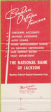 Matchbook Cover - National Bank of Jackson  30 Strike