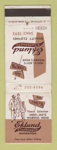 Matchbook Cover - Eklund Men's Clothes Minneapolis MN WEAR