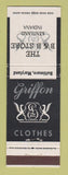 Matchbook Cover - Griffon Men's Clothes B&B Kentland IN