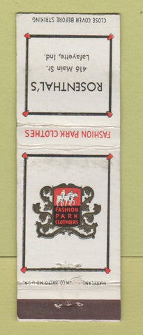 Matchbook Cover - Fashion Park Men's Clothes Rosenthal's Lafayette IN WEAR
