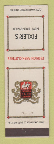 Matchbook Cover - Fashion Park Men's Clothes Fixler's New Brunswick NJ?