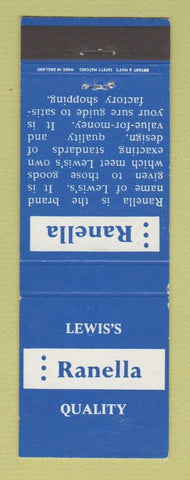 Matchbook Cover - Lewis's Ranella Clothes UK England