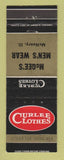 Matchbook Cover - Curlee Men's Clothes McGee's McHenry IL