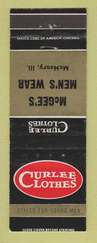 Matchbook Cover - Curlee Men's Clothes McGee's McHenry IL