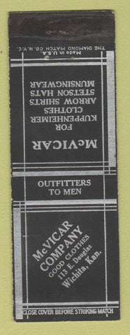 Matchbook Cover - McVicar Men's Clothes Wichita KS WEAR