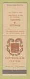 Matchbook Cover - Kuppenheimer Men's Clothes Reynolds Summers New Castle PA