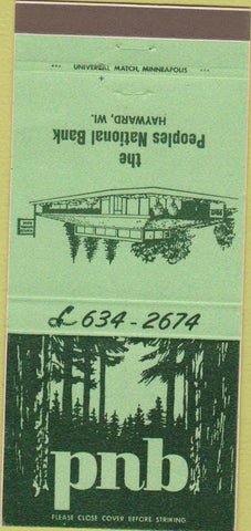 Matchbook Cover - Peoples National Bank Hayward WI 30 Strike