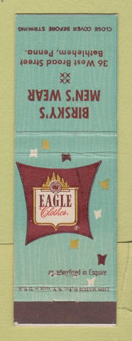 Matchbook Cover - Eagle Men's Clothes Birsky's Bethlehem PA