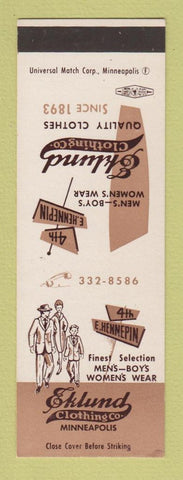 Matchbook Cover - Eklund Men's Clothes Minneapolis MN SAMPLE