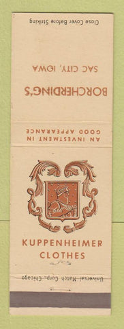 Matchbook Cover - Kuppenheimer Men's Clothes Borcherding's Sac City IA