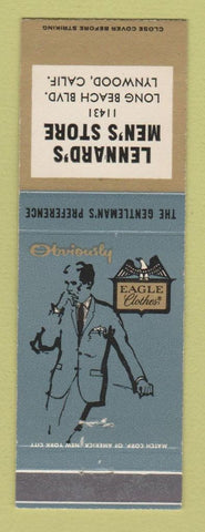 Matchbook Cover - Eagle Men's Clothes Lennard's Lynwood CA