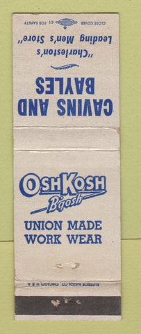 Matchbook Cover - OshKosh B'Gosh Overalls Cavins and Bayles Charleston IL WEAR